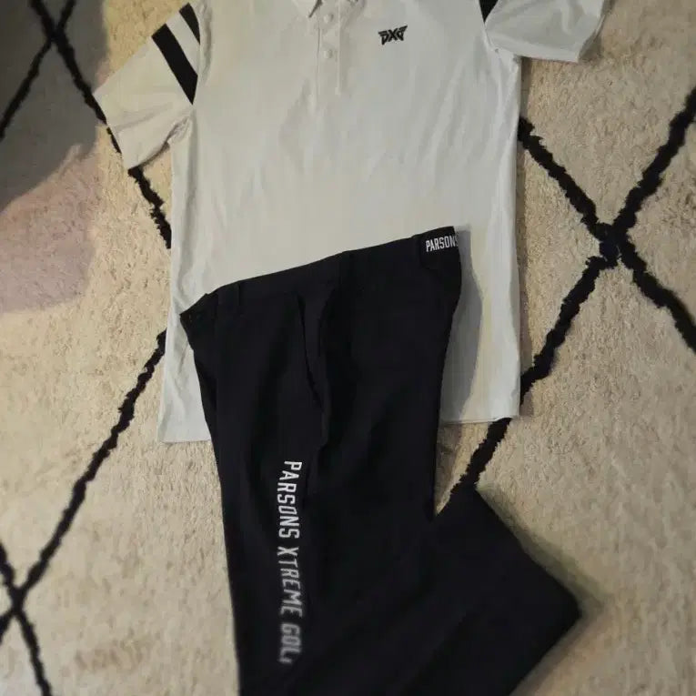 [BUNJANG] PXG Golf Wear White Collar T-Shirt Size 105 / PXG 골프웨어 반팔 카라티 흰색 105 가슴단면 55