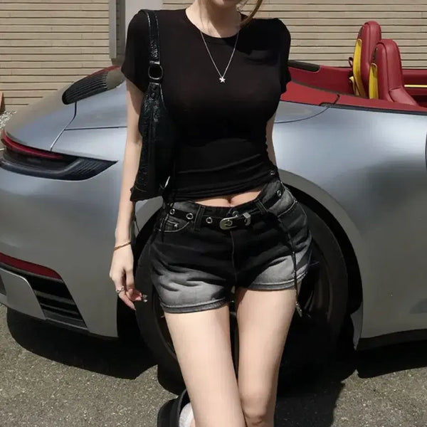 [BUNJANG] HOLY S Size Long Version Limited Washing Denim Shorts Black Blue Hot Pants / 홀리 S사이즈 롱버전 리밋 워싱 데님 숏팬츠 흑청 핫팬츠 반바지 에이블리