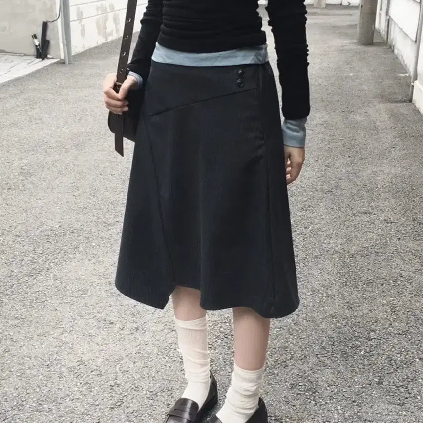[BUNJANG] Unfettered Stripe Midi Skirt / 언버티 스트라이프 미디 스커트
