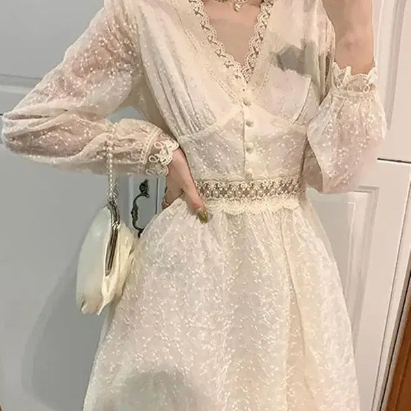 [BUNJANG] Embroidered Lace Dress / 자수 레이스 원피스