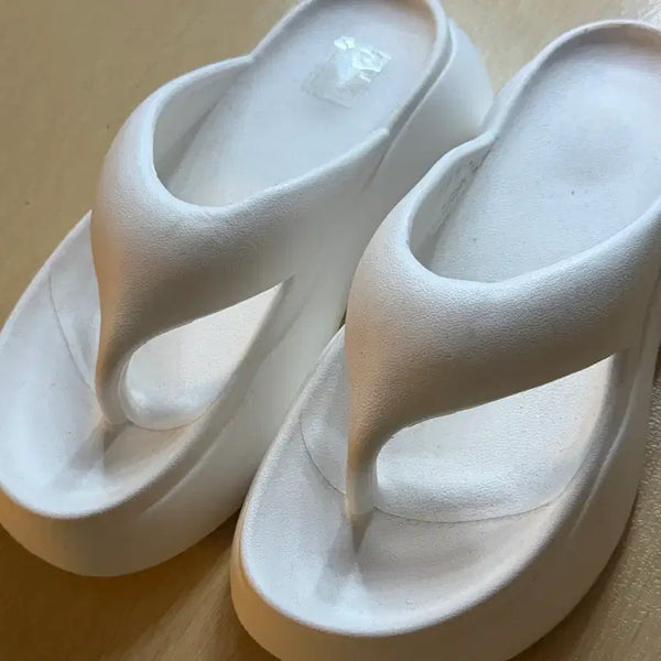 [BUNJANG] White Platform Flip-Flops (250) / 화이트 통굽 쪼리 250