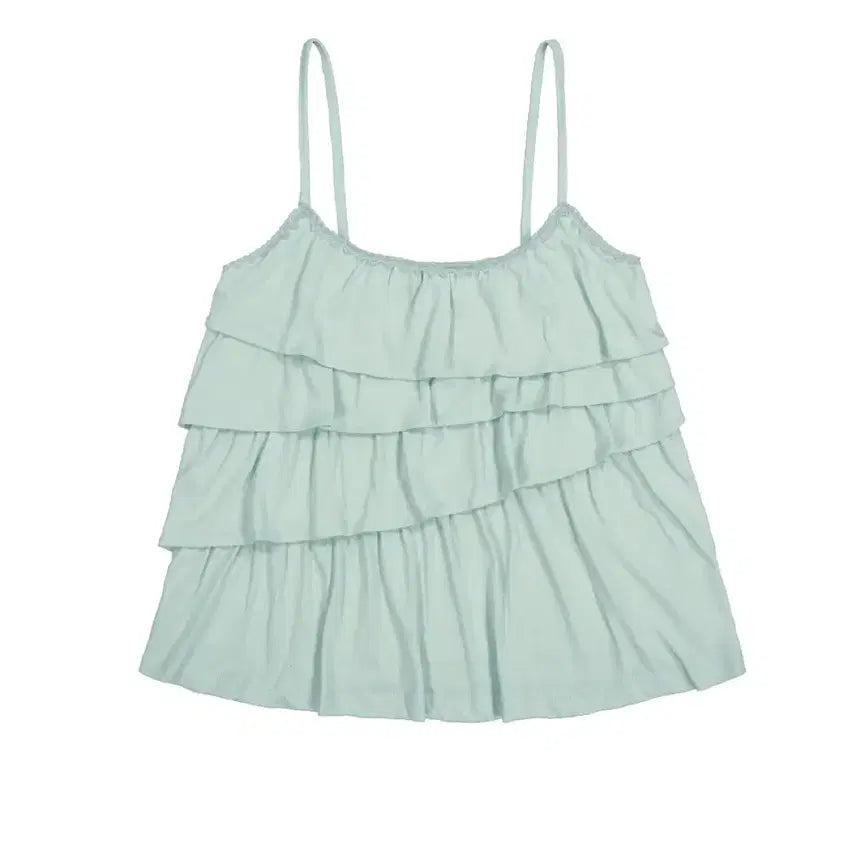 [BUNJANG] Expired Girl Asymmetrical Frill Top + Lace Tank Top Ivory Set / 익스파이어드걸 언발란스 프릴탑 + 레이스 탱크 탑 아이보리 세트