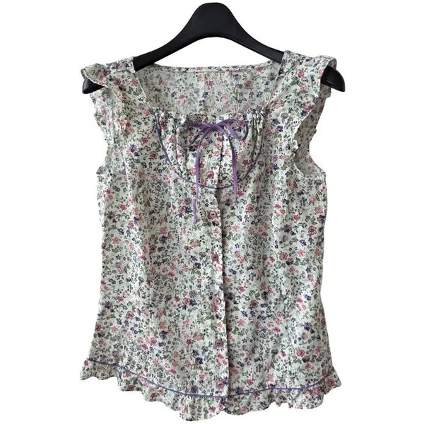 [BUNJANG] The Day Sleeveless Blouse Cotton Ivory / S/더데이 꽃 민소매 블라우스