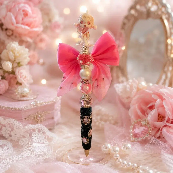 [BUNJANG] Skull Panda Figure Handmade Ballpoint Pen with Ribbon and Pearl / 스컬판다피규어 볼꾸 핸드메이드볼펜