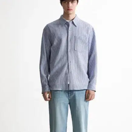 [BUNJANG] System Homme Seersucker Shirt Sky Blue Size 100 / 시스템 옴므 system 시어커서 셔츠 100 사이즈 26ss  정품