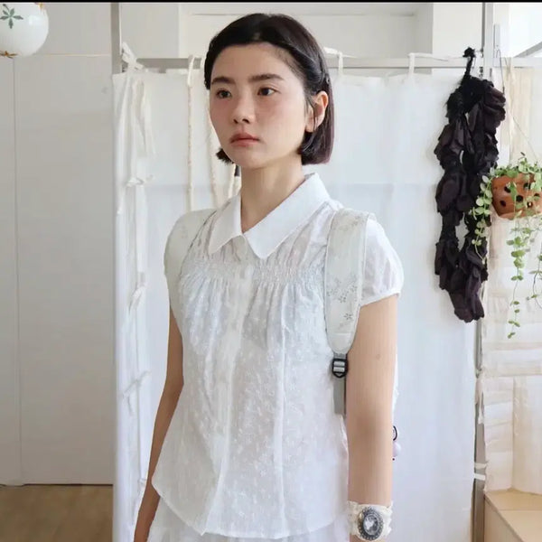 [BUNJANG] Colocynth Girly Embroidery Blouse - Pure White / 콜로신스 girly embroidery blouse 퓨어 화이트