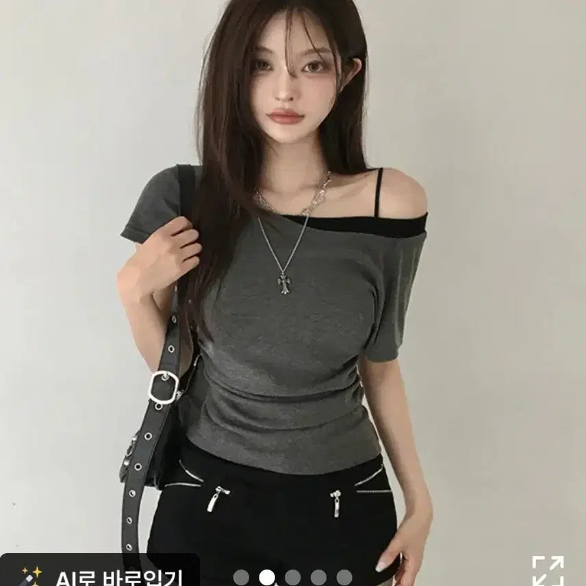 [BUNJANG] Classic Blanc Off-Shoulder Short-Sleeved Top (Black) / 클래식블랑- 에이블리 반팔오프숄더 원오프숄더(검정)