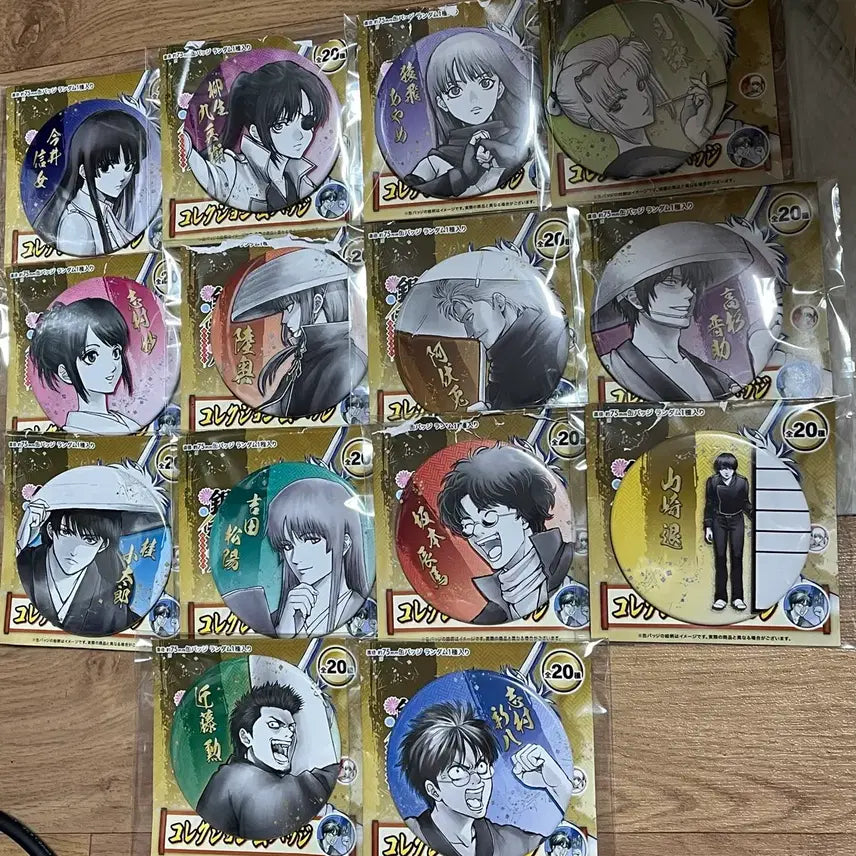 [BUNJANG] Gintama Original Art Exhibition Big Can Badges Set (14 Types) / 은혼 원화전 빅캔뱃지 14종 일괄판매