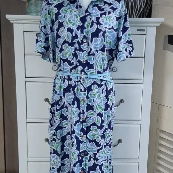[BUNJANG] Zara Floral Print Shirt Dress Navy / 자라원피스 정말이뻐요~