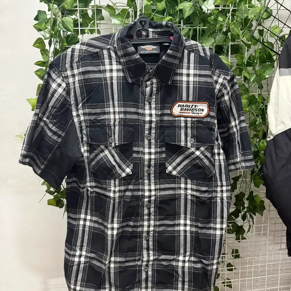 [BUNJANG] Harley-Davidson Plaid Short-Sleeve Shirt / 할리데이비슨 반팔 티셔츠 남방 할리티 100-105사이