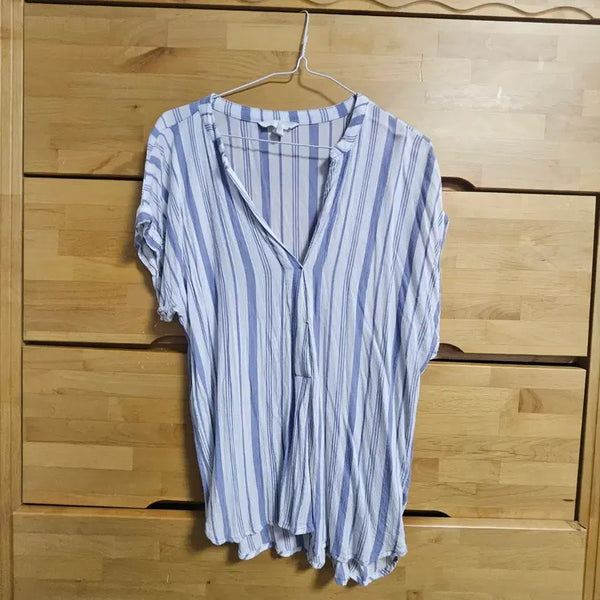 [BUNJANG] White Blue Stripe Shirt / 화이트 블루 스트라이프 셔츠