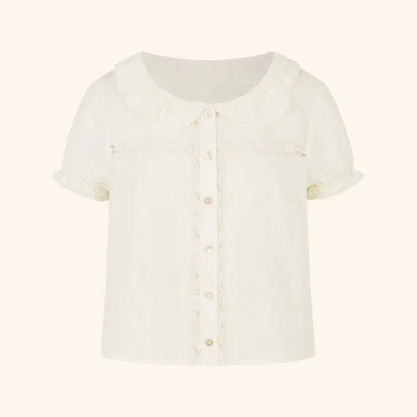[BUNJANG] Letter From Moon Belle Lace Ruffle Blouse Cream / 레터프롬문 belle lace ruffle blouse 크림