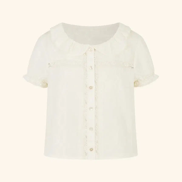 [BUNJANG] Letter From Moon Belle Lace Ruffle Blouse Cream / 레터프롬문 belle lace ruffle blouse 크림