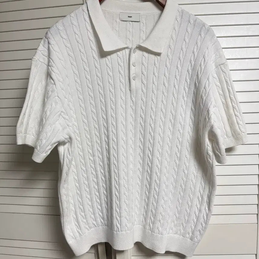 [BUNJANG] TNGT 25SS Washable Cable Short Sleeve Polo Shirt (White) / 25SS TNGT 워셔블 케이블 반팔 카라티 100~105