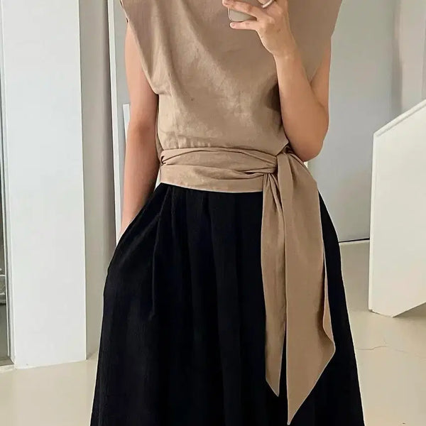 [BUNJANG] ANTHESE Ribbon Sleeveless Top Beige / 새상품) ANTHESE 아떼즈 리본 슬리브리스