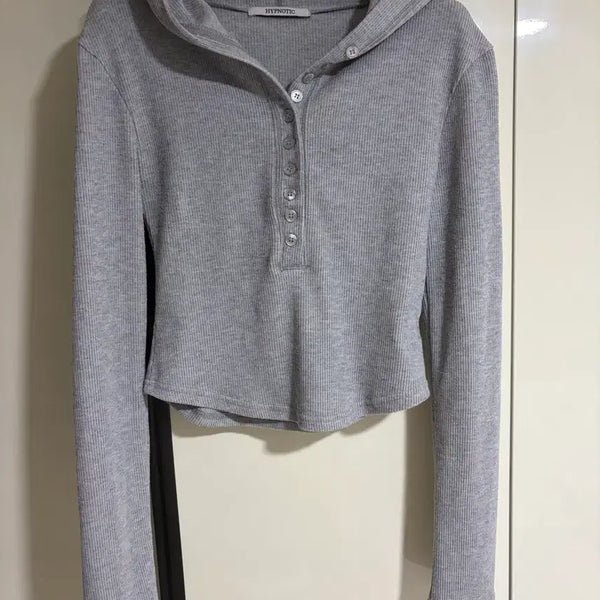 [BUNJANG] Hypnotic Cropped Hoodie T-Shirt / 히프나틱 후드 티셔츠