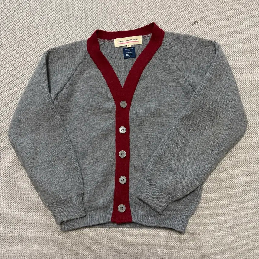 [BUNJANG] Comme des Garçons GIRL Color-Block V-Neck Cardigan / 꼼데가르송 걸 배색 브이넥 가디건