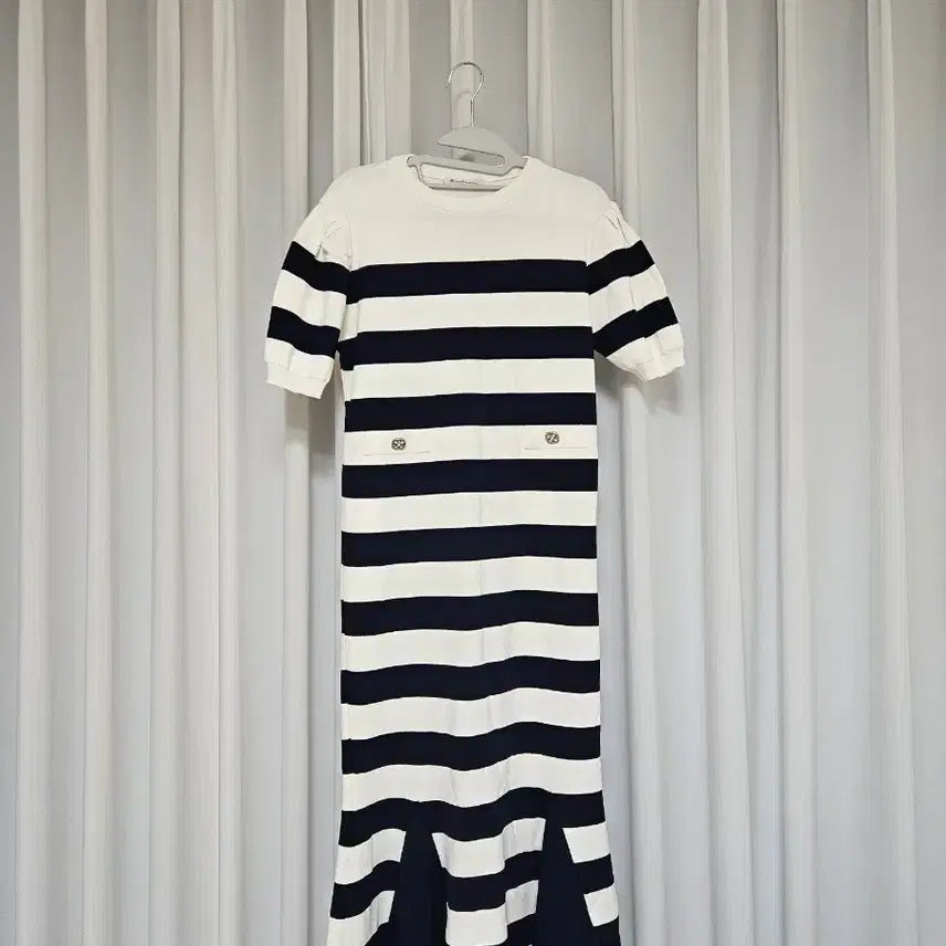 [BUNJANG] Stripe Pattern Knit Dress / 단가라 패턴 원피스