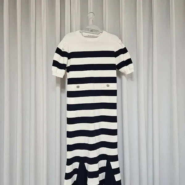 [BUNJANG] Stripe Pattern Knit Dress / 단가라 패턴 원피스