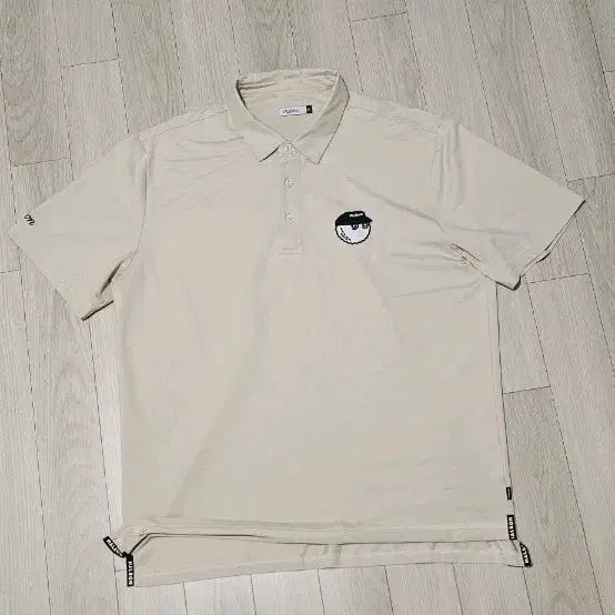 [BUNJANG] Malbon Golf Apparel Beige Collar Short Sleeve T-Shirt (Size 110) / 말본  골프웨어 카라 반팔 티셔츠 베이지 110. 가슴단면 60