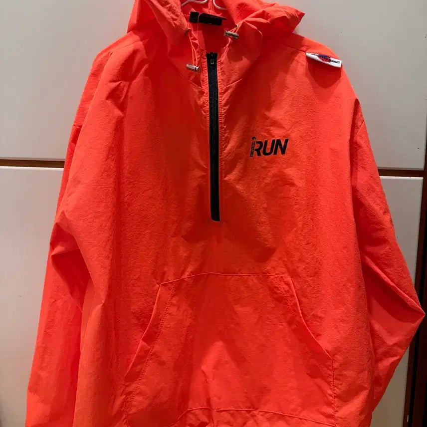 [BUNJANG] Iron Dokdo Run Fluorescent Orange Running Anorak Windbreaker - Size L / 아이런 독도런 형광 오렌지 러닝 아노락 바람막이 L 사이즈