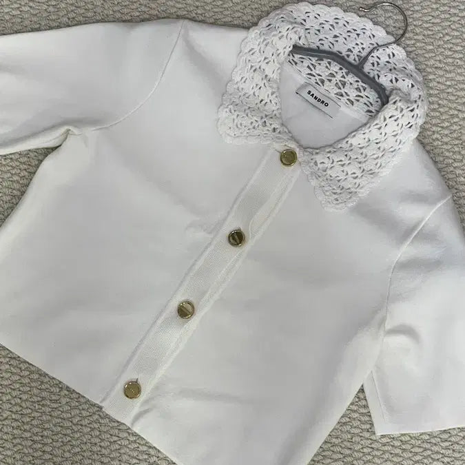 [BUNJANG] Sandro Lace Collar Knit Cardigan / 산드로(Sandro) 레이스 카라 니트 가디건