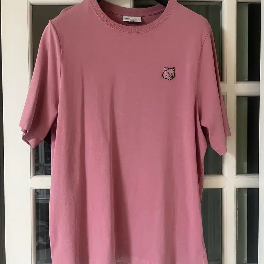 [BUNJANG] Maison Kitsuné Fox Embroidery Cotton Short Sleeve T-Shirt Pink (M) / 메종키츠네 반팔티 핑크(M)남.여 공용