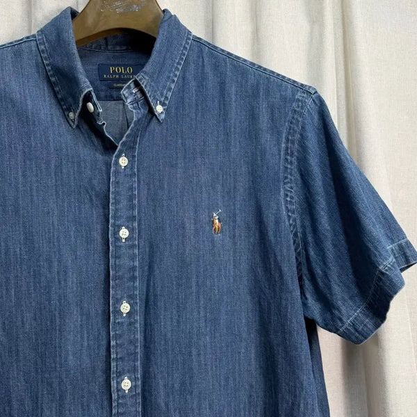 [BUNJANG] Polo Ralph Lauren Classic Fit Short Sleeve Denim Shirt / 폴로 랄프로렌 클래식핏 반팔 데님 셔츠 청남방 (정품QR)