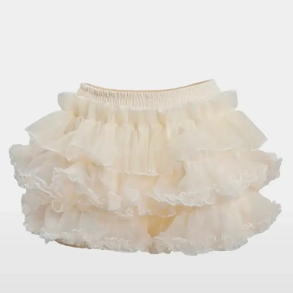 [BUNJANG] Cream Ruffleneck Tulle Pants Skirt / 러프넥 튜튜 팬츠 스커트 크림