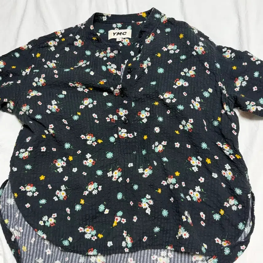 [BUNJANG] YMC Floral Seersucker Shirt / YMC 플로럴 패턴 시어서커 셔츠