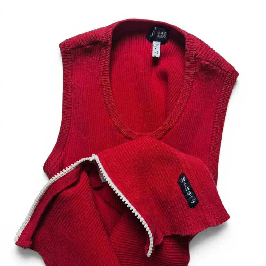 [BUNJANG] Armani Jeans Ribbed Knit Tank Top - Red (Size XS) / [3일간 20%할인] [XS] 아르마니 진스 골지니트 탱크탑