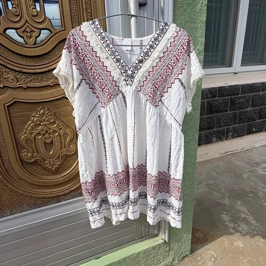 [BUNJANG] Vintage Hippie Ethnic Tassel Blouse / 빈티지 히피 에스닉 태슬 블라우스