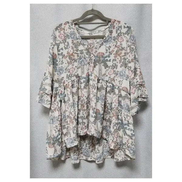 [BUNJANG] Flower Ruffle Blouse / 플라워 러플 블라우스