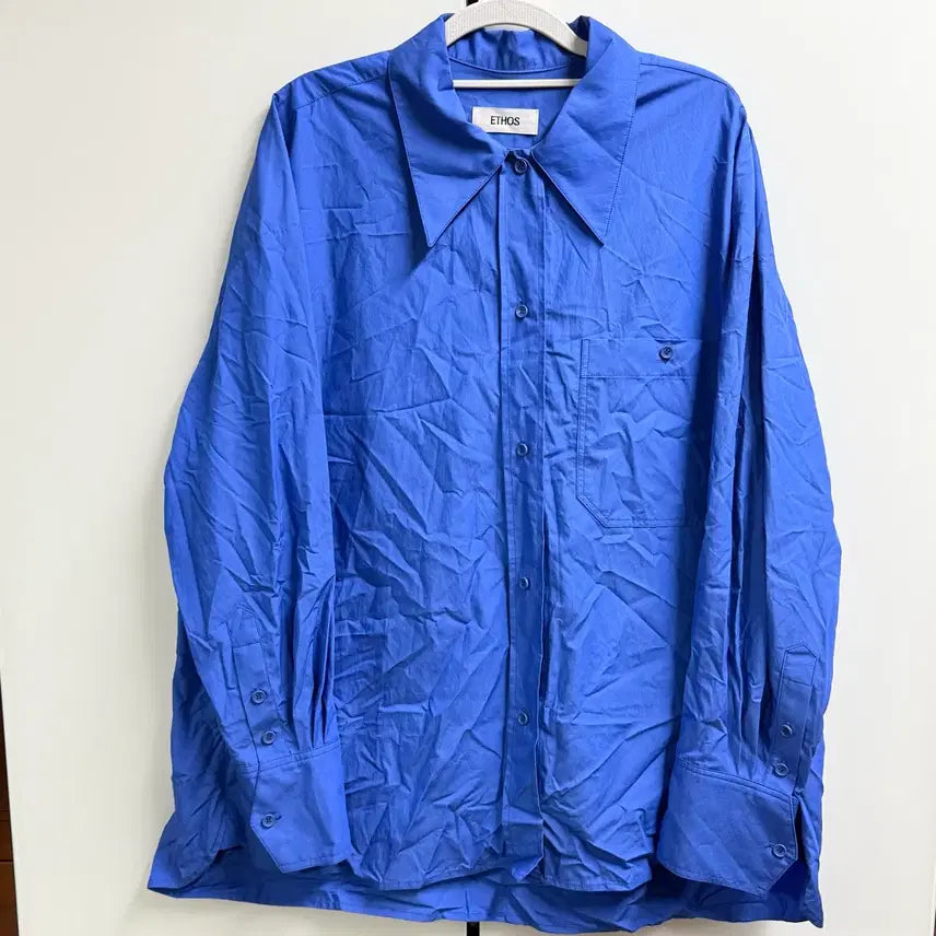 [BUNJANG] ETHOS 25SS Sample Oversized Blue Shirt / ETHOS 에토스 25SS Sample 셈플 레어 오버핏 블루 셔츠