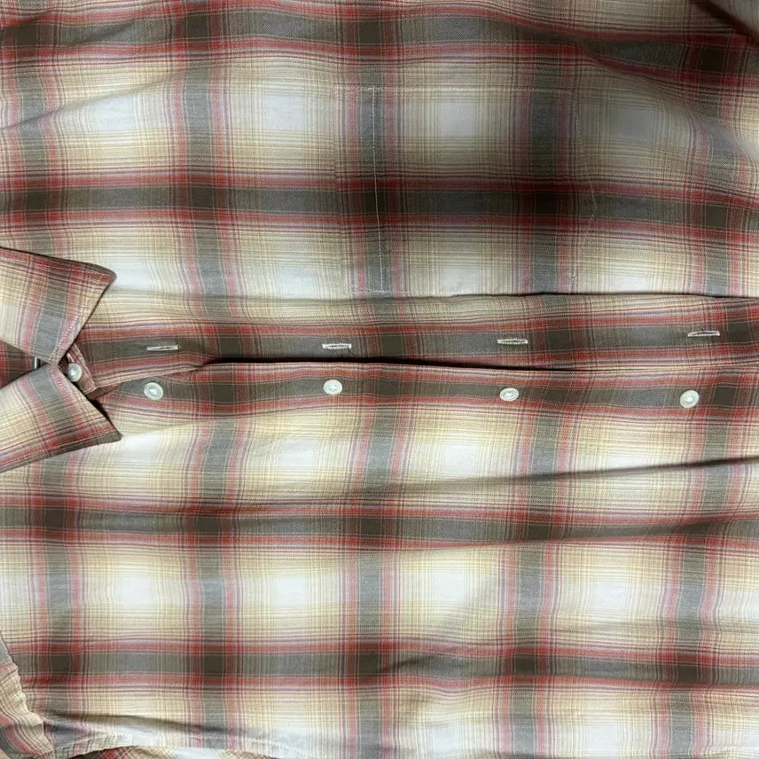 [BUNJANG] HAECHING ROOM Ombre Check Shirt Red / [3] 해칭룸 - 반팔 옴브레 체크셔츠 Red [2회착]