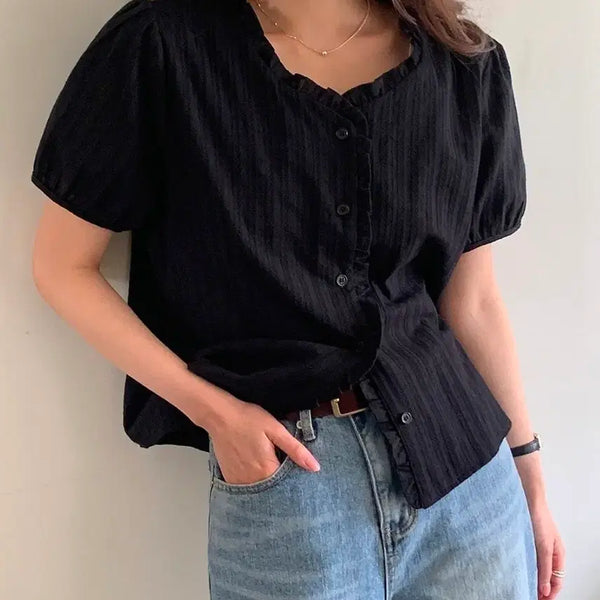 [BUNJANG] Diamond Lace Cotton Blouse / 디어먼트 레이스 코튼 블라우스