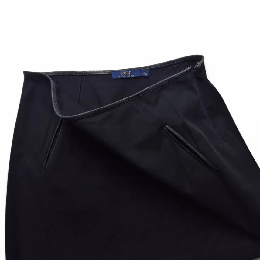 [BUNJANG] Polo Ralph Lauren Cotton Mini Skirt - Black Leather Trim / [3일간 20%할인] [30] 폴로 랄프로렌 코튼 미니스커트