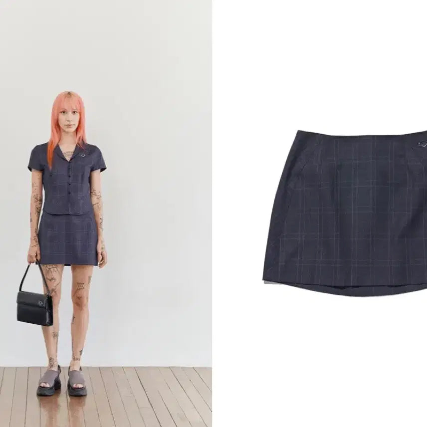 [BUNJANG] Mischief Checkered Mini Skirt Navy Check / 미스치프 체커드 미니스커트 Checkered Mini Skirt_Navy Check