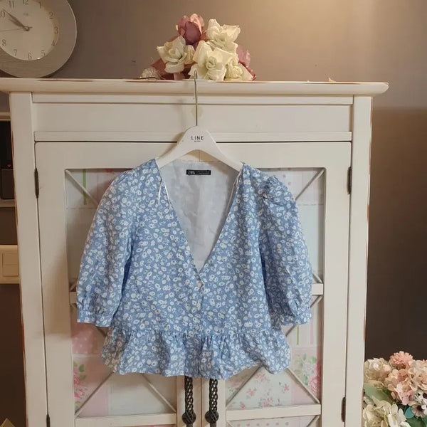 [BUNJANG] Zara Floral Print Blouse / 자라 블라우스/55-날씬6