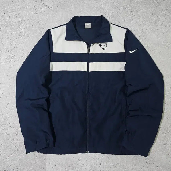 [BUNJANG] Nike Colorblock Windbreaker Navy Swoosh Jacket / 코르티스 맛 나이키 배색 바람막이 네이비 스우시 자켓