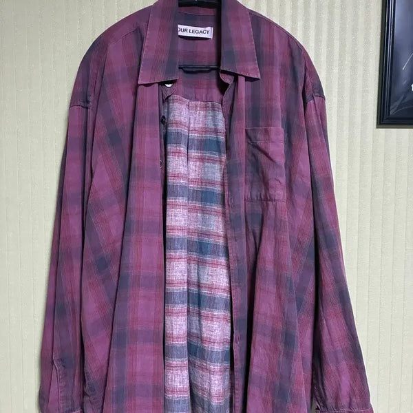 [BUNJANG] Our Legacy Borrowed Shirt Flannel Check Pink Grey (Size 46) / 아워레가시 보로우드 셔츠 플란넬 체크 핑크 그레이(46)