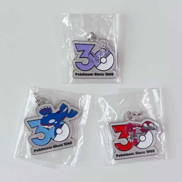 [BUNJANG] Pokemon 30th Anniversary Metal Charm Set: Mewtwo, Groudon, Kyogre / 포켓몬스터 포켓몬 30주년 기념 메탈 참 뮤츠 그란돈 가이오가