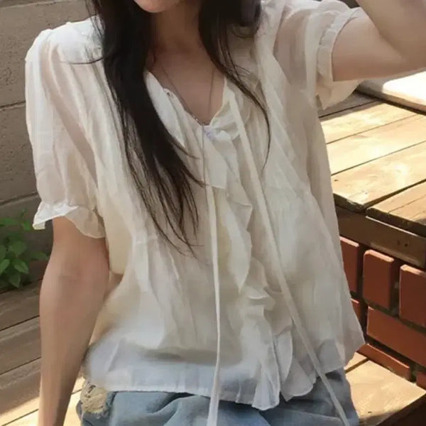 [BUNJANG] White Blouse / 흰색 블라우스