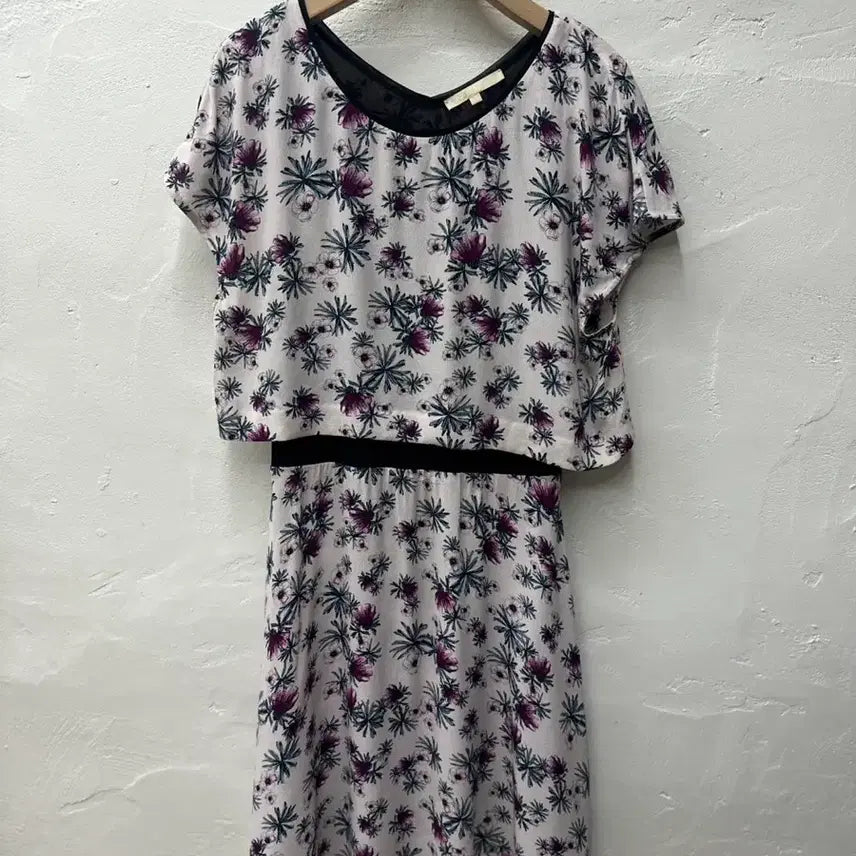 [BUNJANG] Maje Women's Lavender Pattern Cap Sleeve Dress 100% Rayon Size 55 / 상태최상) 마쥬 여 원피스 라벤더패턴/인견100%/캡소매 55