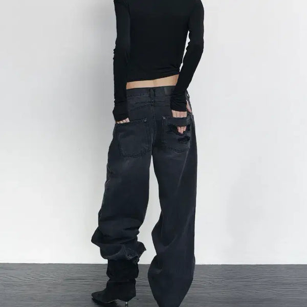 [BUNJANG] Please Follow Ken Wide Flare Jeans Vintage Deep Grey S / 새상품)플리즈노팔로우 켄 와이드 플레어 진 Ken Wide jeans