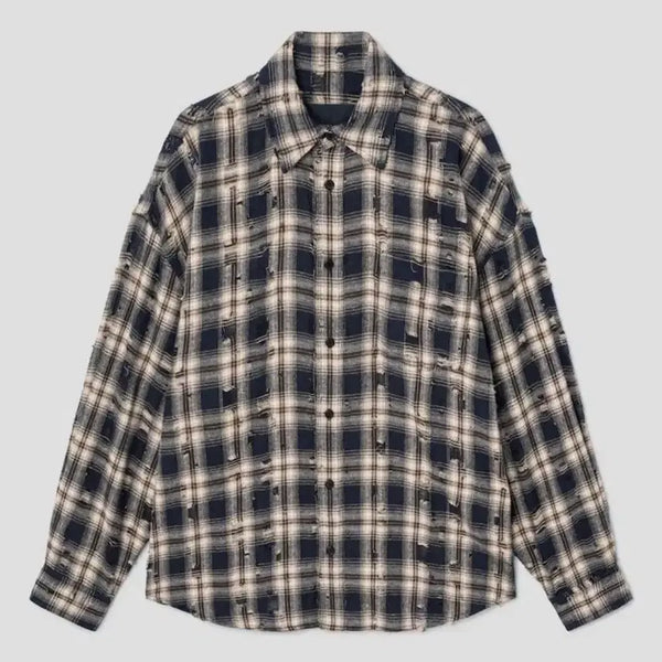 [BUNJANG] 준지 (Juun.J) 52 Crater Damage Check Max Fit Shirt / 새상품 준지 52 크레이터 데미지 체크 맥스핏 셔츠