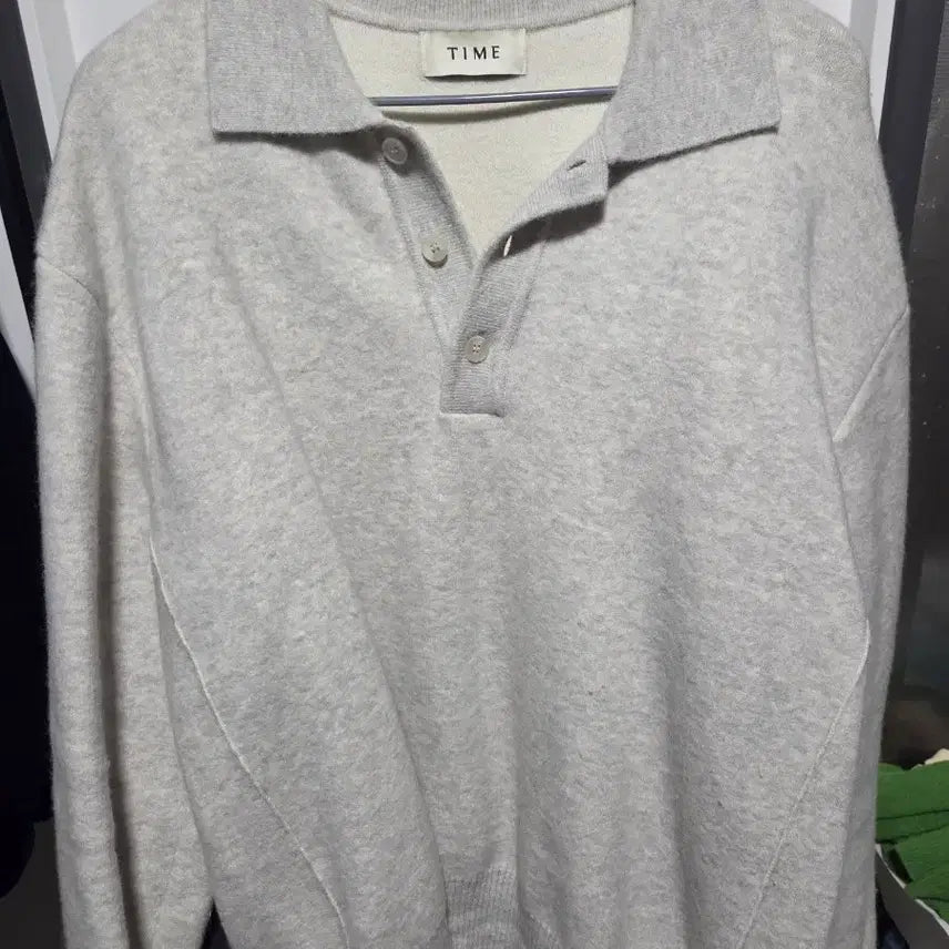 [BUNJANG] Time Homme Knit Polo Shirt Grey Size 100 / 타임옴므 니트 카라티 그레이 100 사이즈