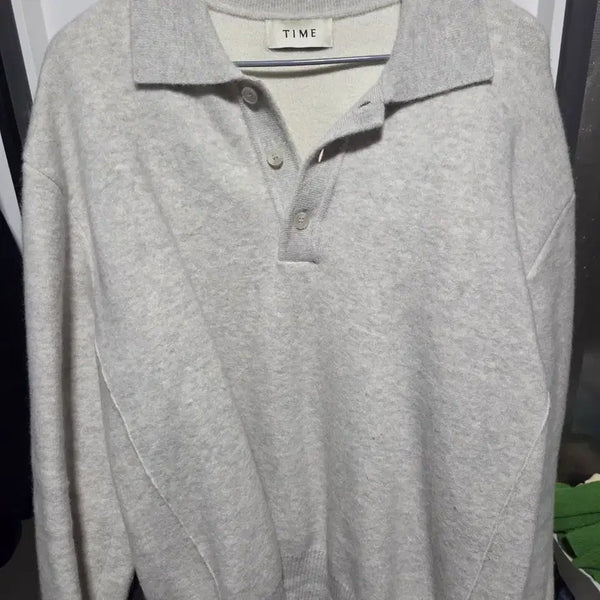 [BUNJANG] Time Homme Knit Polo Shirt Grey Size 100 / 타임옴므 니트 카라티 그레이 100 사이즈