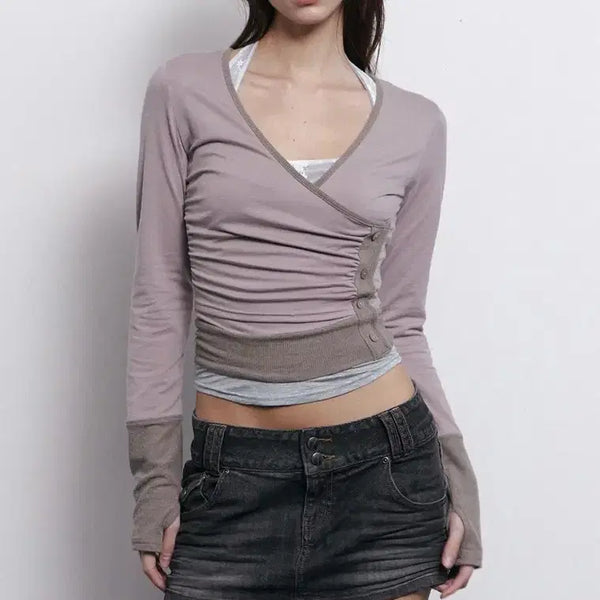 [BUNJANG] Please Follow Selena Button Long Sleeve Top Mocha Brown / 새상품)플리즈노팔로우 셀레나 버튼 롱 슬리브 selena button