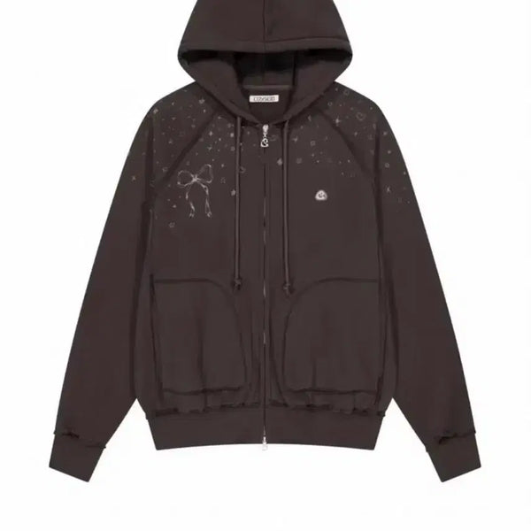 [BUNJANG] Koiseio Twinkle Hood Zip-Up Dark Brown / 코이세이오 트윙클 후드집업 다크 브라운